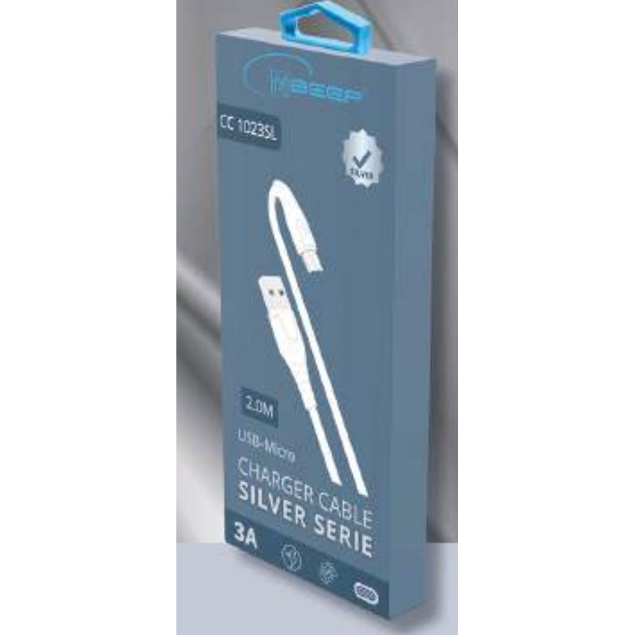 Câble Silver 2m USB-A vers Micro USB